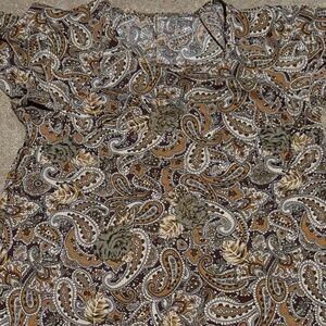 SHEIN Paisley Print Blouse in Brown and Cream